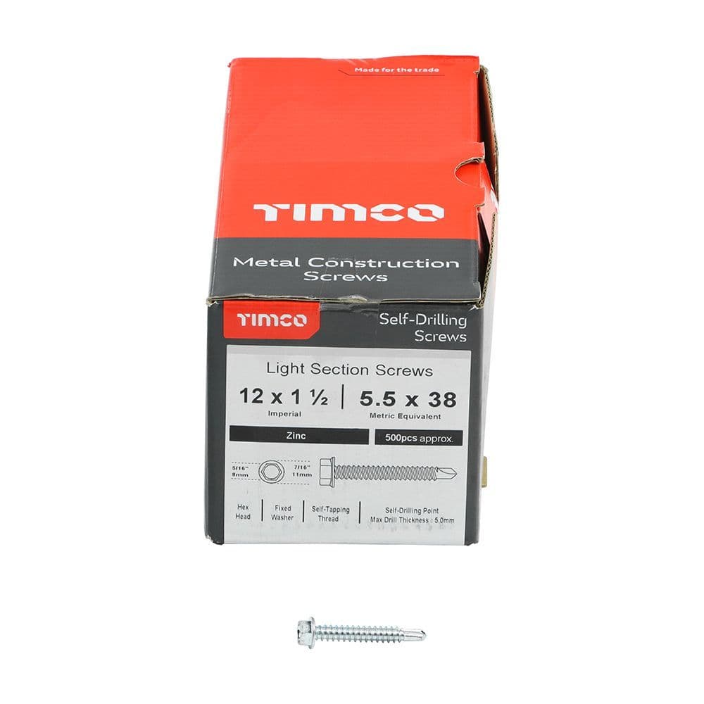 Hex Head Metal Construction Self Drilling Screws 5.5 x 38mm - Image 3