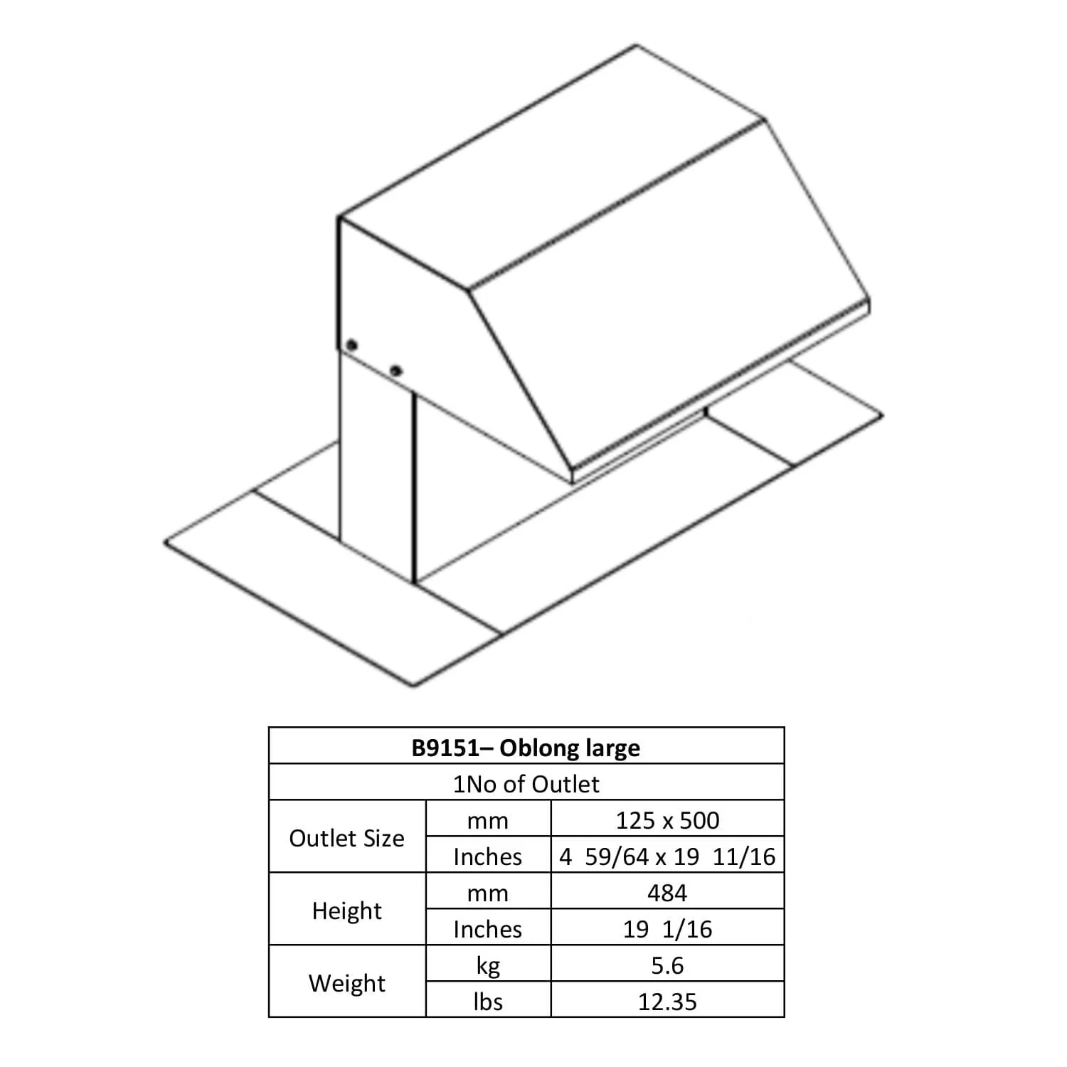 Swan Neck Oblong Large 125 x 500 B9151 - Image 2