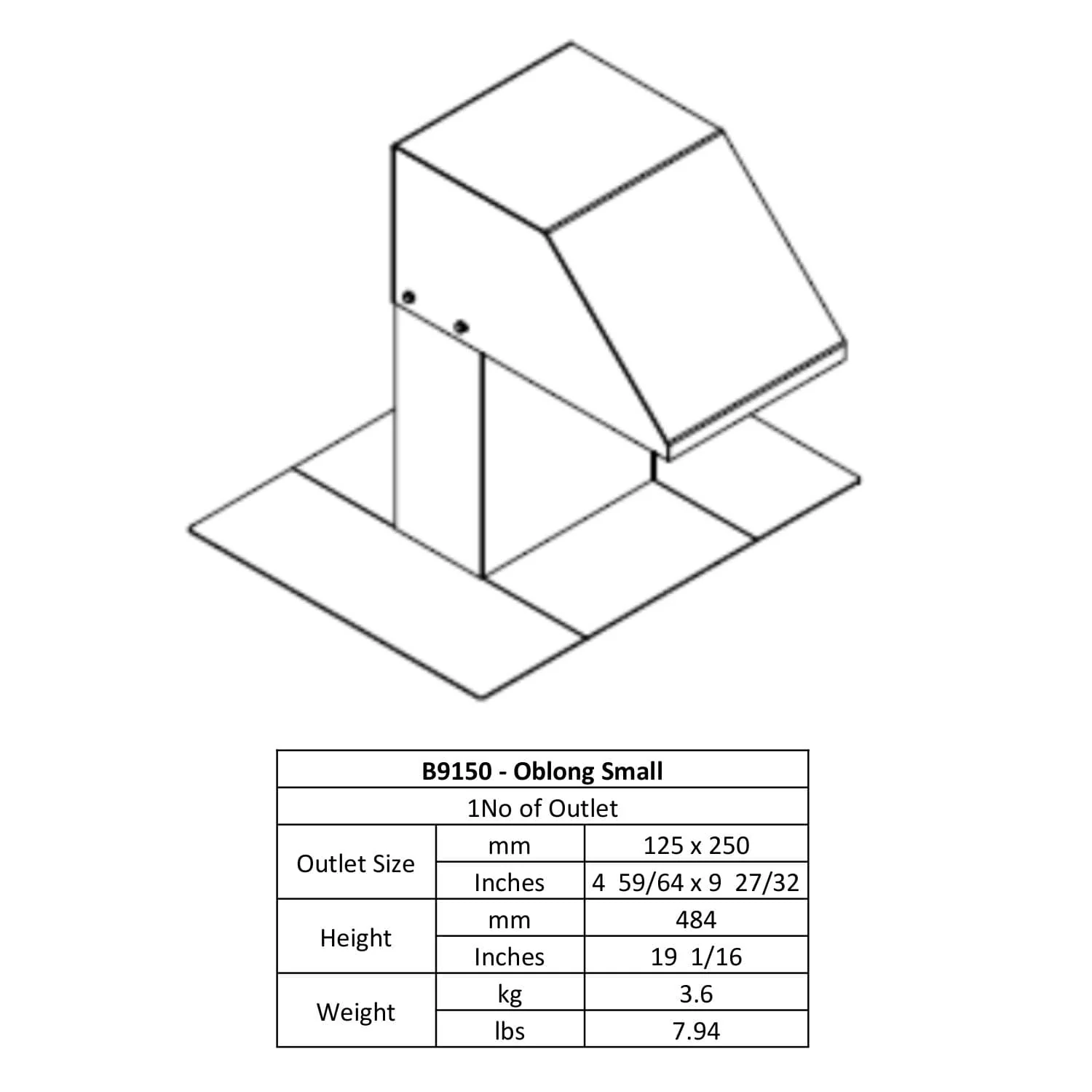 Swan Neck Oblong Small 125 x 250 B9150 - Image 2