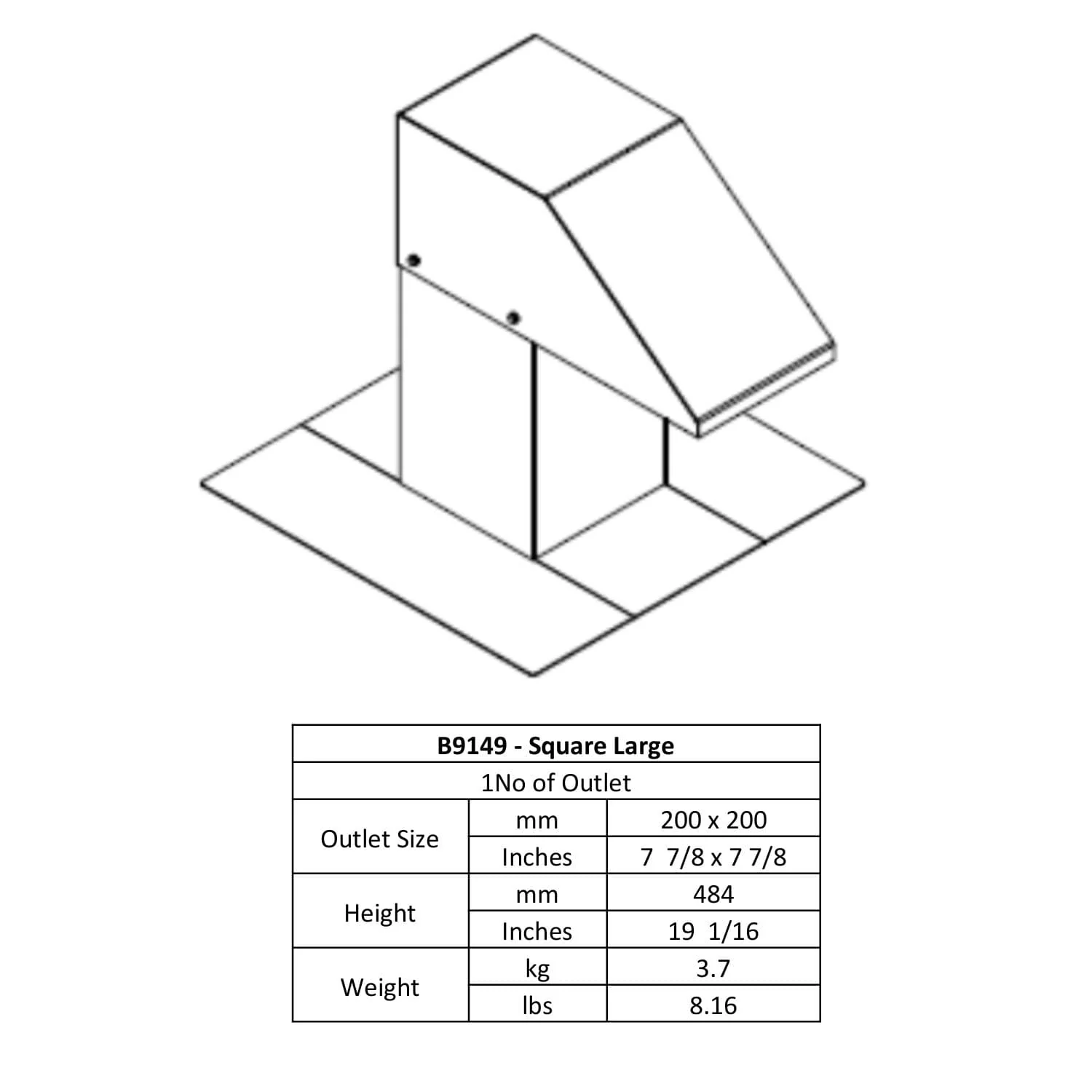 Swan Neck Square Large 200 x 200 B9149 - Image 2
