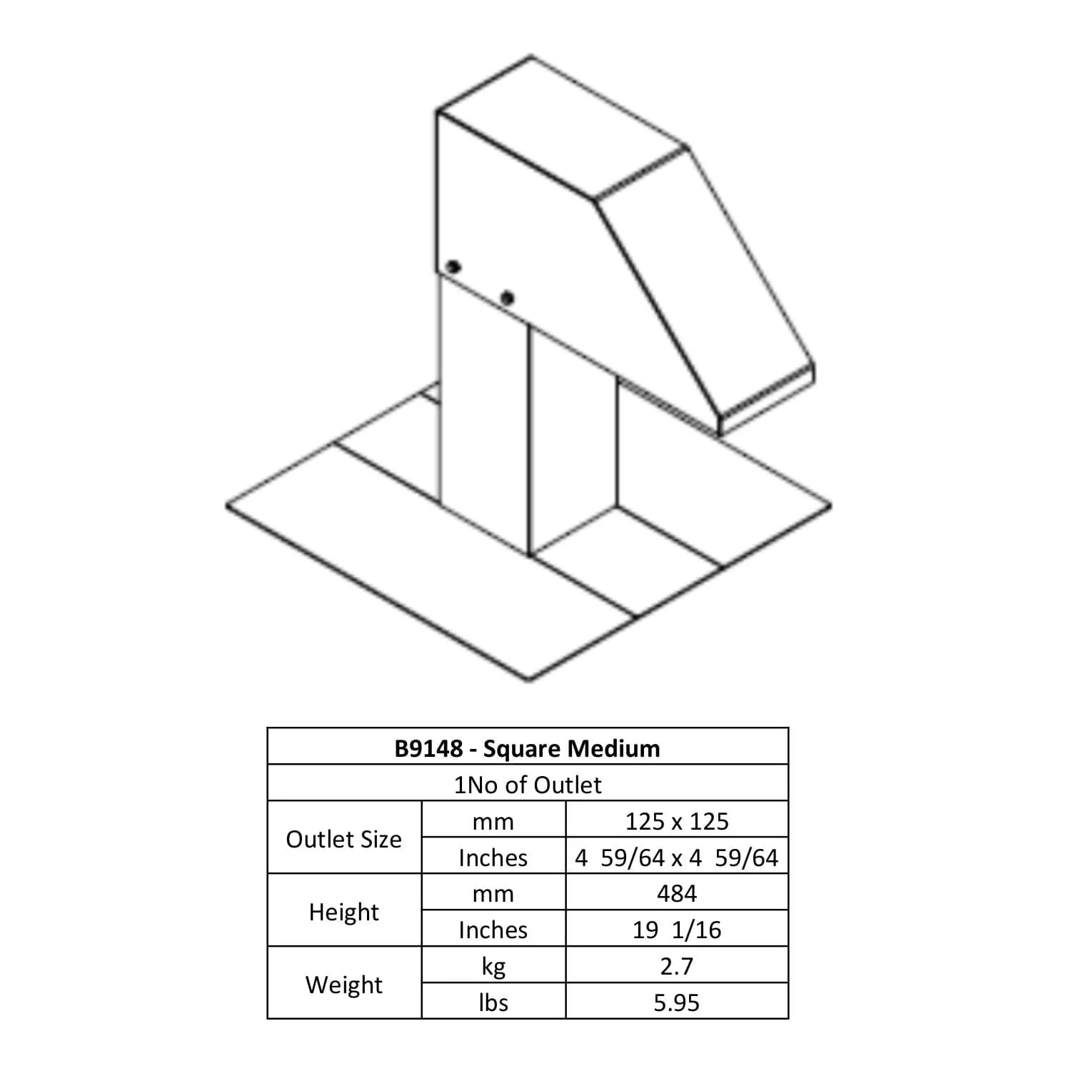 Swan Neck Square Medium 125 x 125 B9148 - Image 2