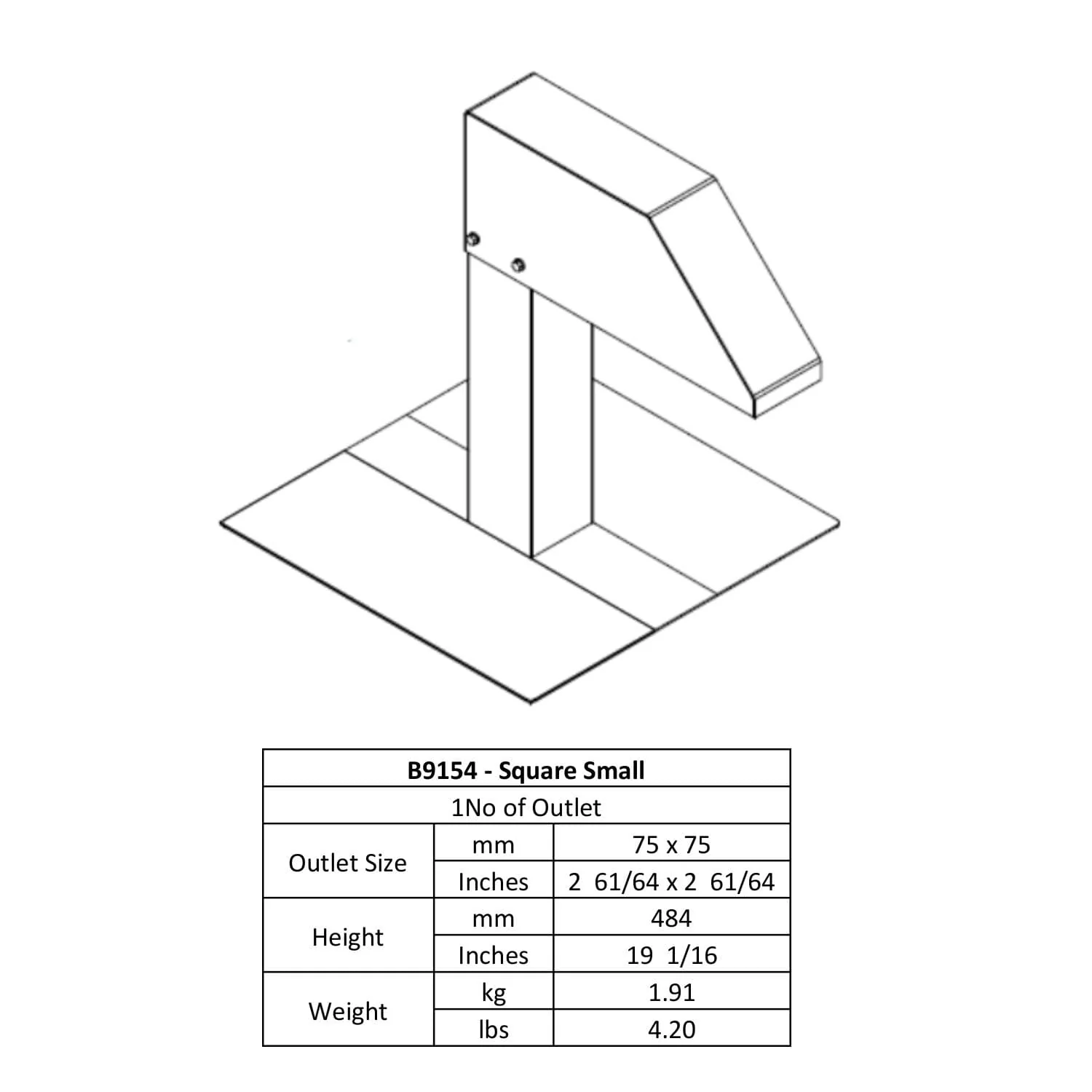 Swan Neck Square Small 75 x 75 B9154 - Image 2